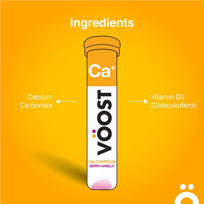 VÖOST Calcium + D3 Effervescent Tablets, 20 tablets, Bone Health Support