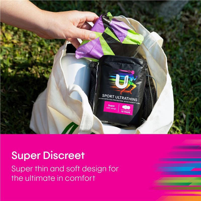 U by Kotex Sport Ultrathin Super Absorbent Pads, 10 Pads