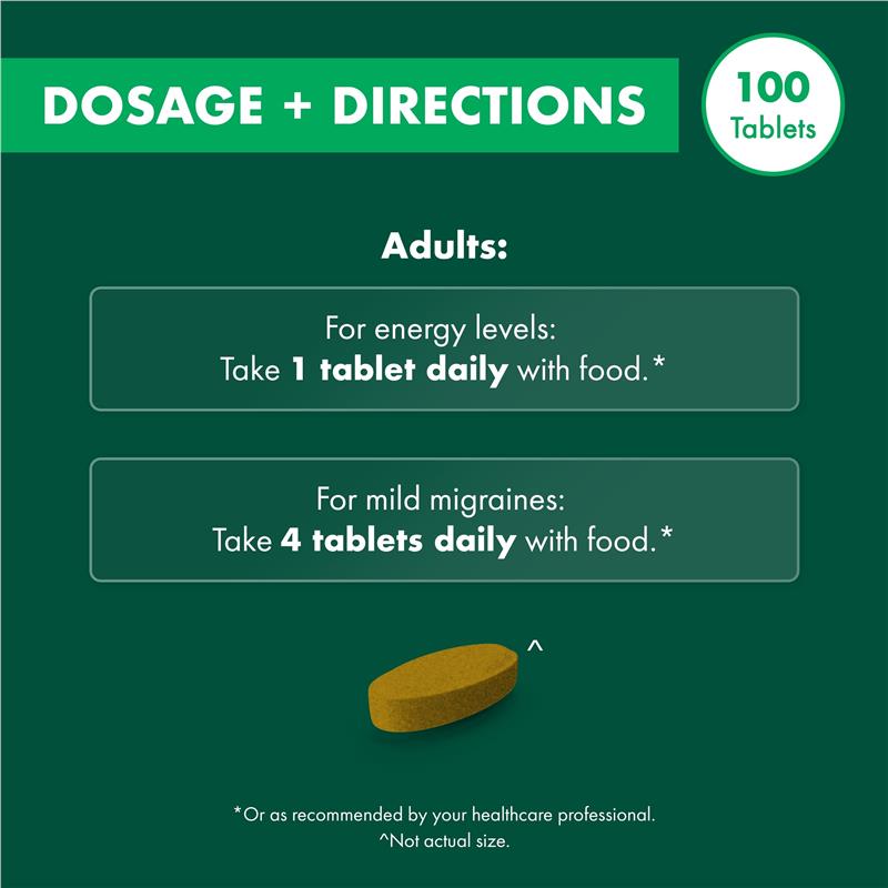 Nature's Own Vitamin B2 100mg Tablets, 100 Count – Migraine Relief