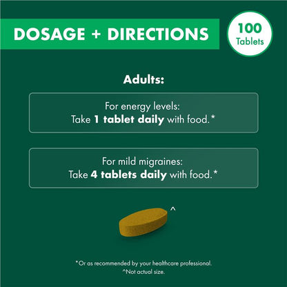 Nature's Own Vitamin B2 100mg Tablets, 100 Count – Migraine Relief