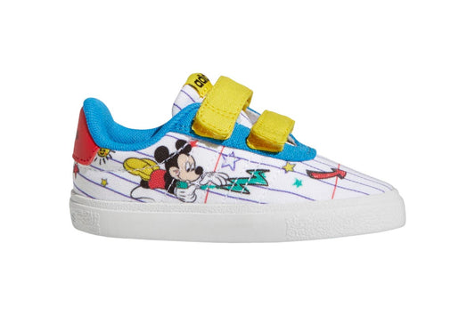 Adidas Kids' Disney Mickey Mouse Vulc Raid3r Casual Shoes  - Cloud White/Yellow/Bright Blue, Size 5K US 