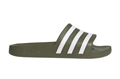 Adidas Unisex Adilette Aqua Slides  - Green/White/Green, Size 5 US 