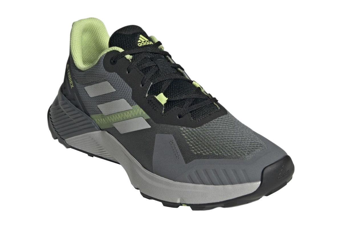 Adidas Men's Terrex Soulstride Trail Running Shoes - Grey Four/Grey Two/Pulse Lime; Size 8.5 US