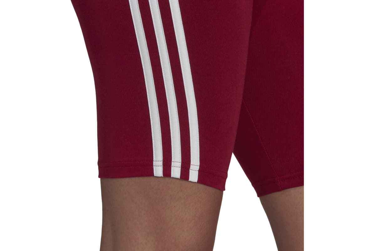 Adidas Women's 3 Stripe Bike Shorts  - Legacy Burgundy/White