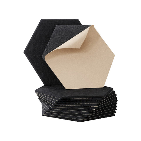 Alpha Acoustic Foam 12pcs 35x30x0.9cm Soundproof Absorption Panel Adhesive Black - Auzzistore