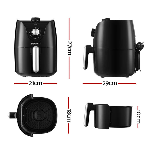 Devanti Air Fryer 2.5L Knob Fryers – view 2