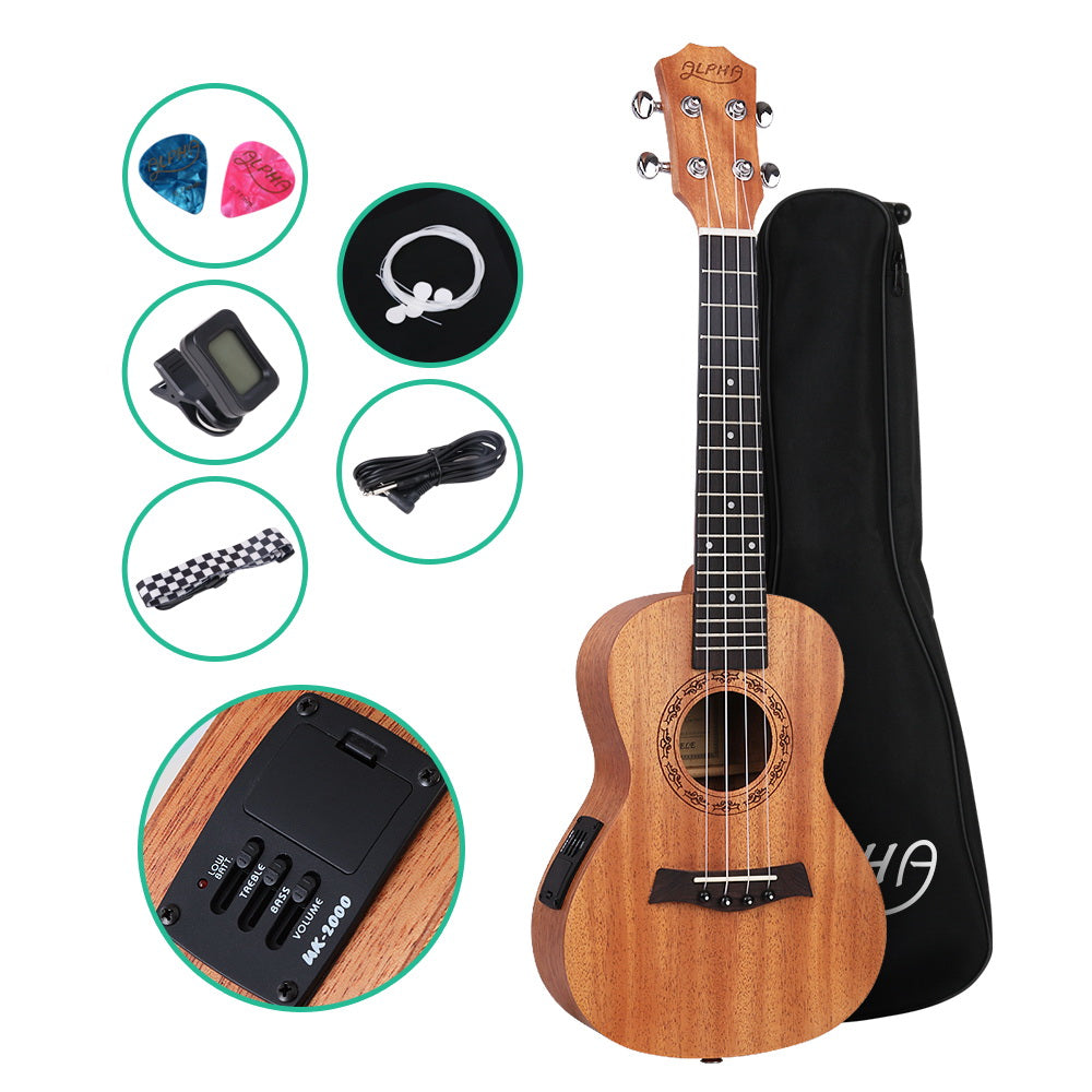 ALPHA 26 Inch Tenor Ukulele Electric Mahogany Ukeleles Uke Hawaii Guitar with EQ | Auzzi Store