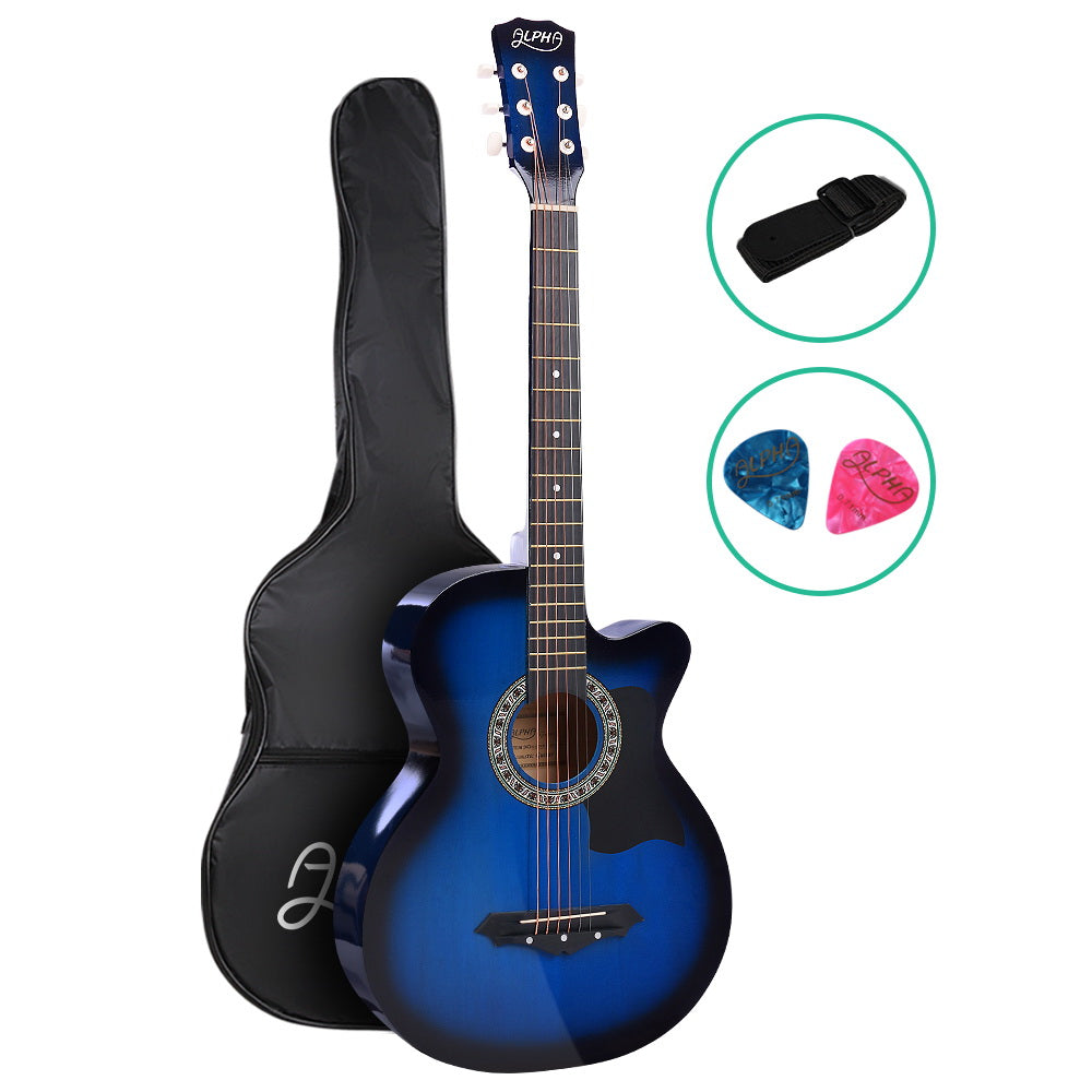 ALPHA 38 Inch Wooden Acoustic Guitar Blue | Auzzi Store