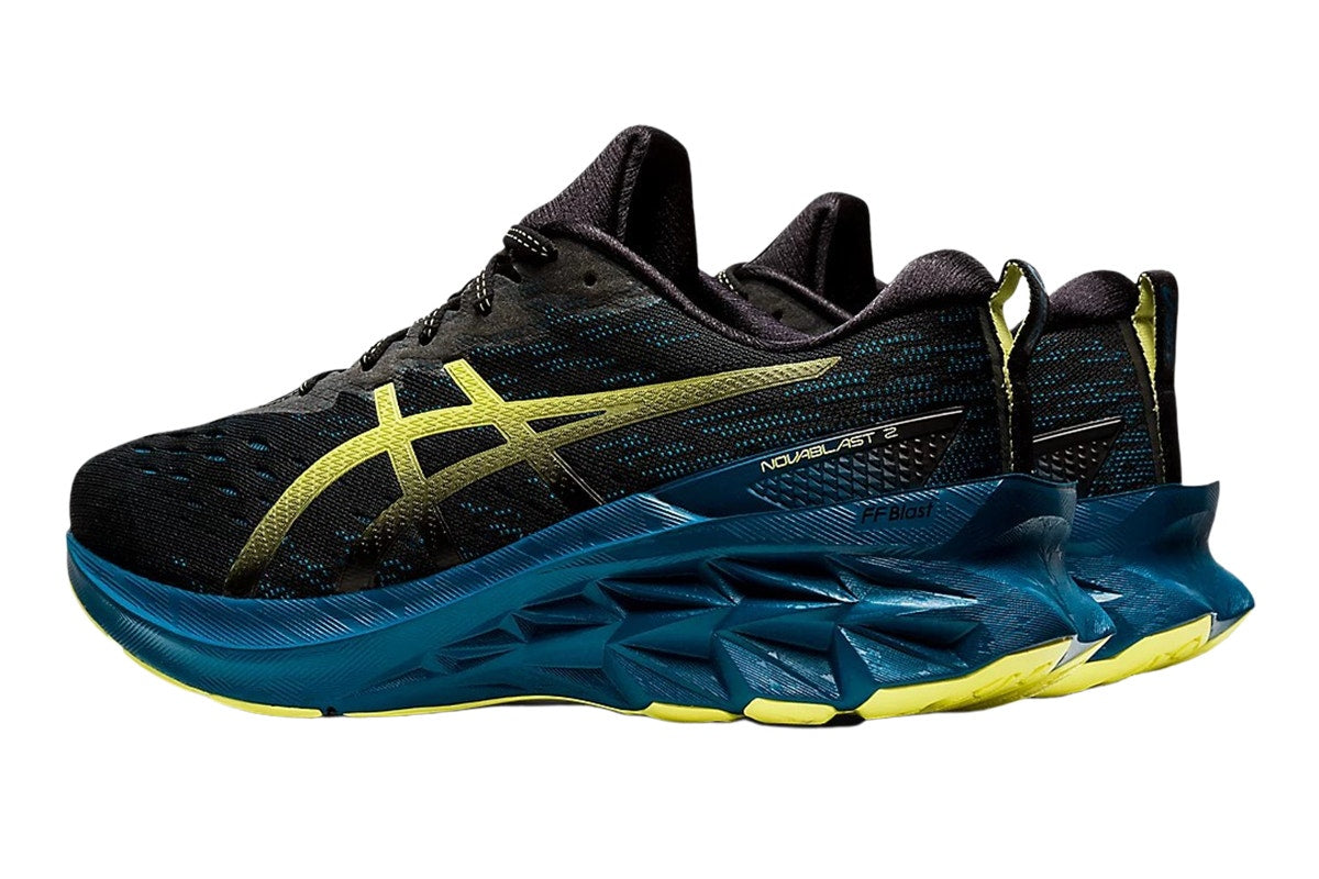 ASICS Men's Novablast 2 Running Shoes  - Black/Glow Yellow; Size 9.5 US)