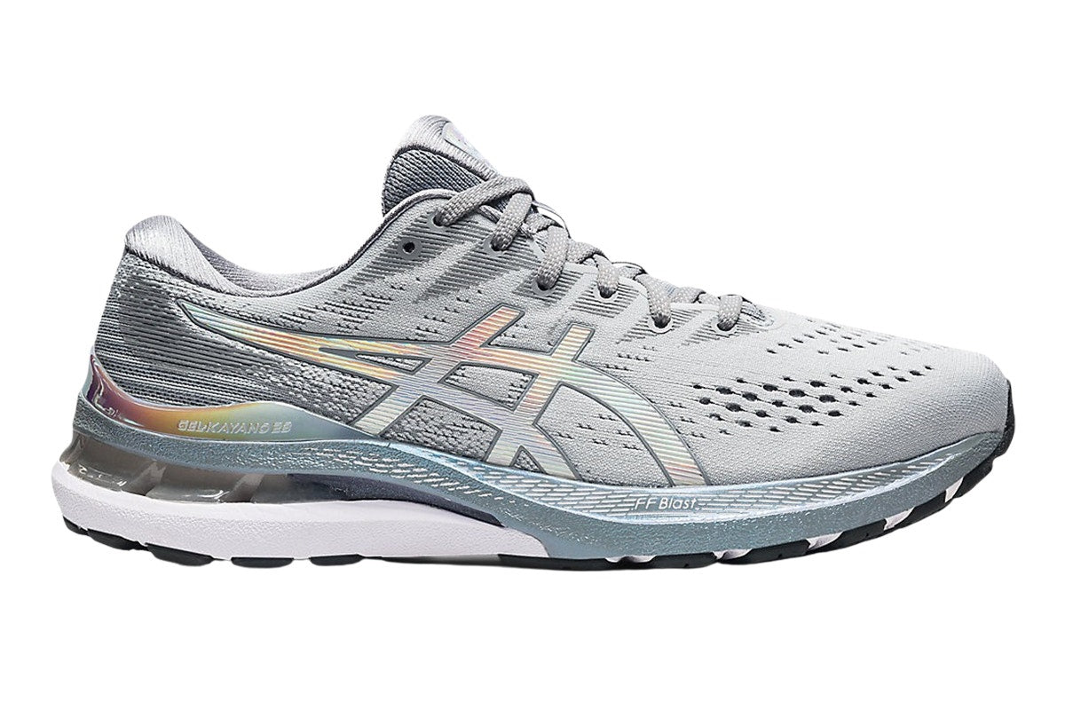 ASICS Men's Gel-Kayano 28 Platinum Running Shoe  - Piedmont Grey/White; Size 10.5 US)