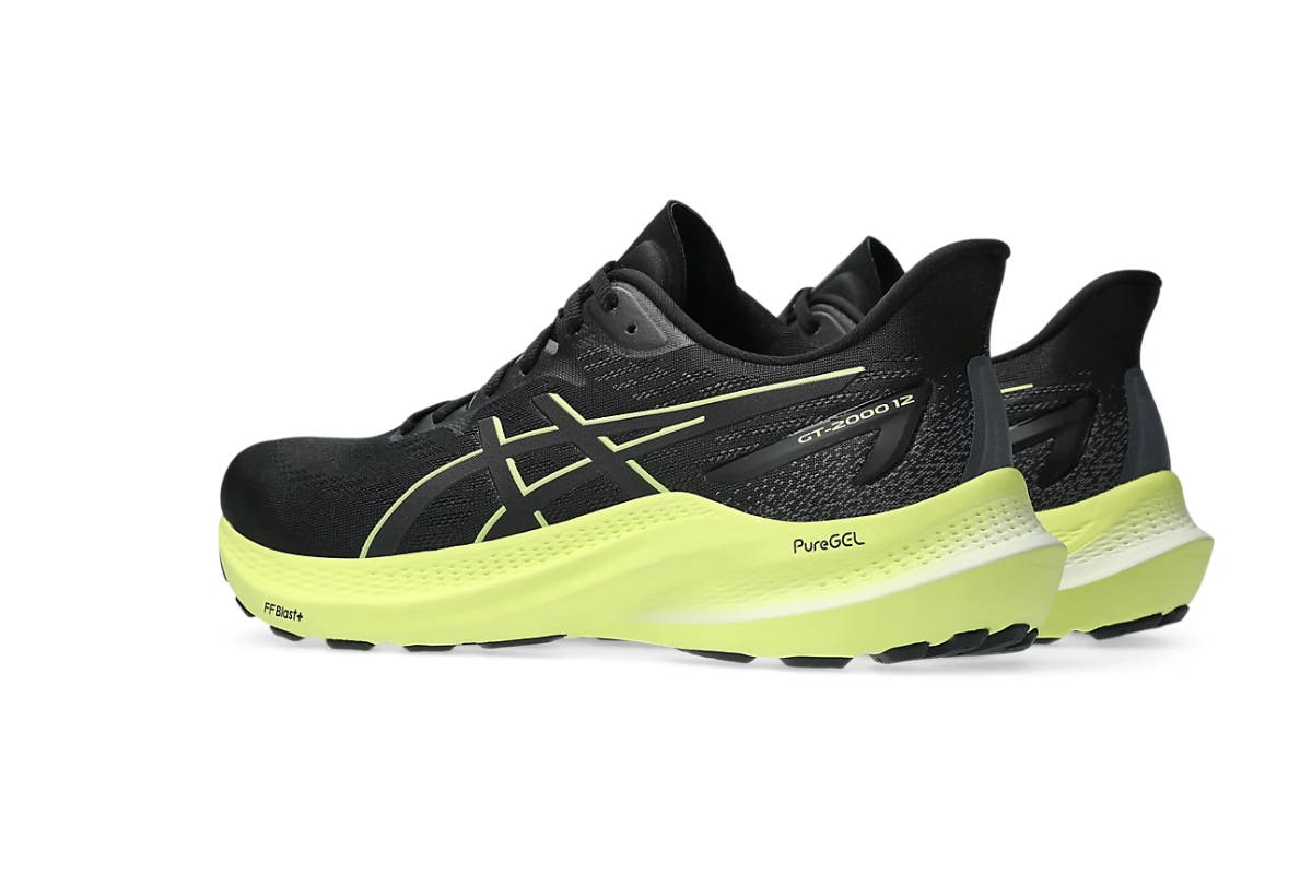 ASICS Men's GT-2000 12 Running Shoes (Black/Glow Yellow, Size 12 US)