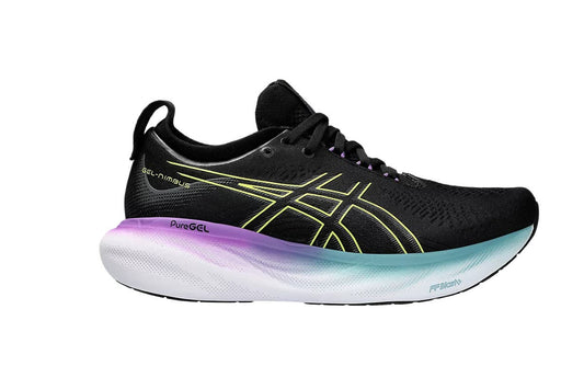 ASICS Women's Gel-Nimbus 25 Running Shoes (Black/Glow Yellow, Size 10 US)