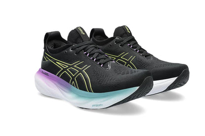 ASICS Women's Gel-Nimbus 25 Running Shoes (Black/Glow Yellow, Size 10 US)