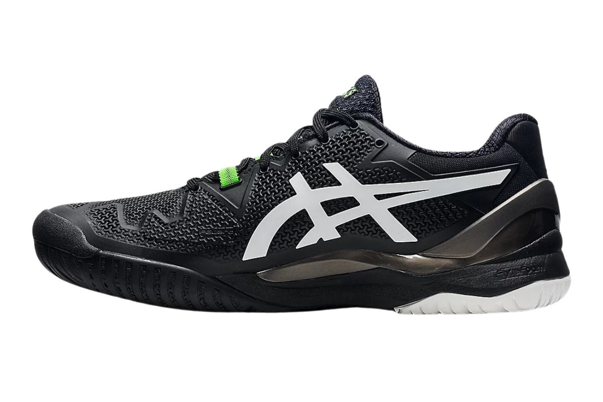 ASICS Men's Gel-Resolution 8 Clay Running Shoes  - Black/Green Gecko; Size 9.5 US)