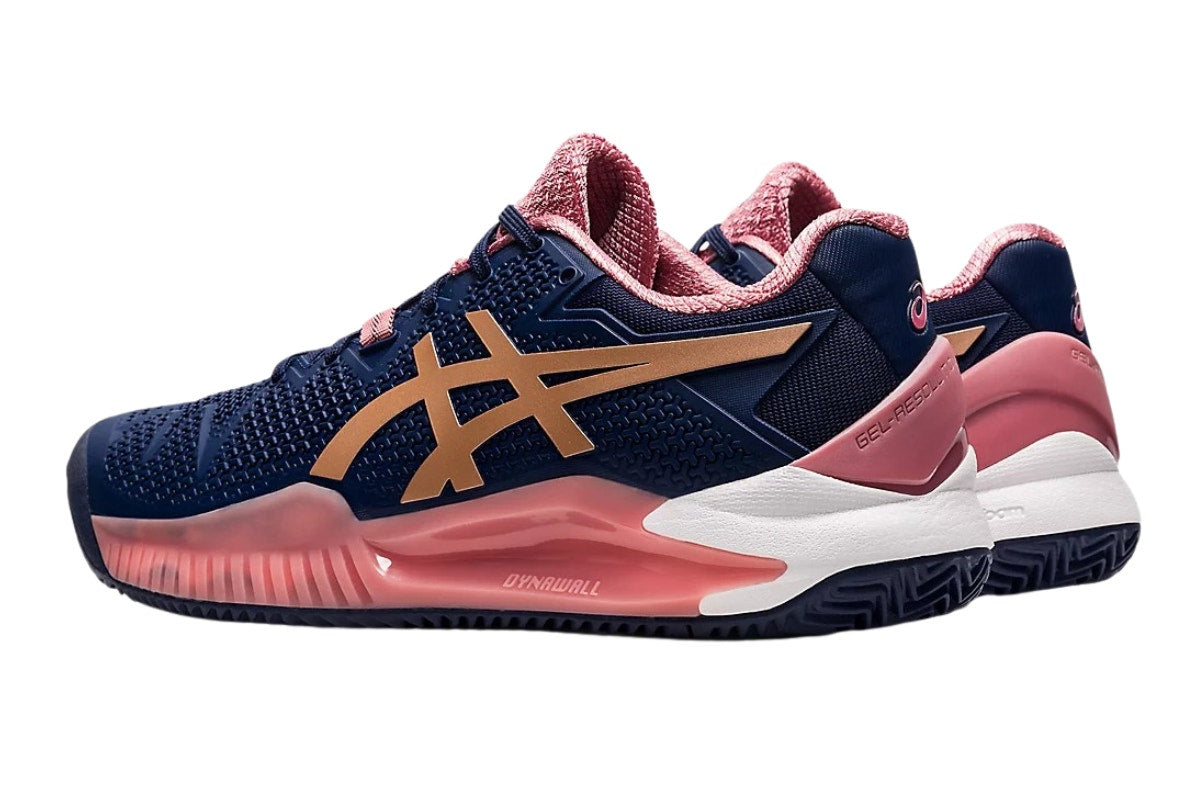 ASICS Women's Gel-Resolution 8 Clay Tennis Shoes - Peacoat/Rose Gold; Size 9.5 US