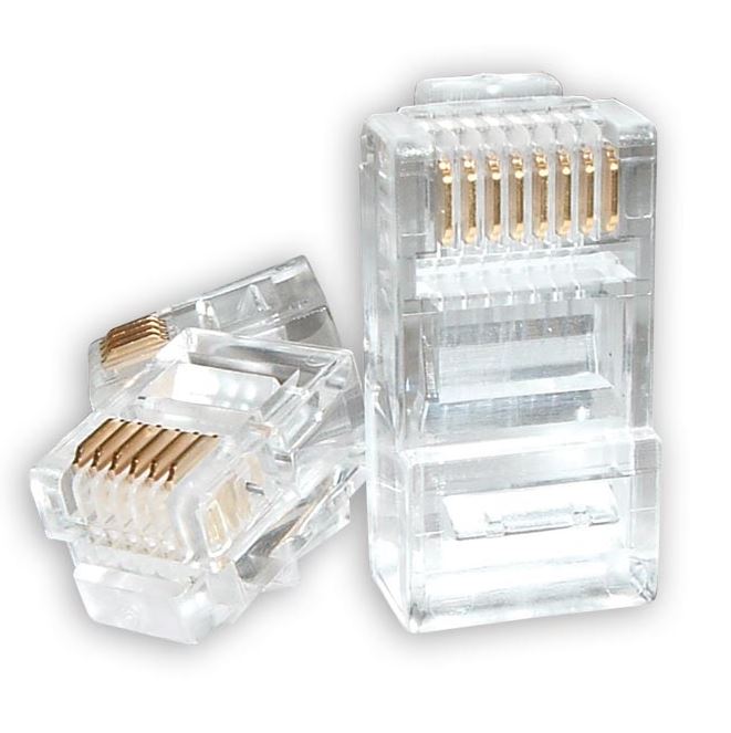 ASTROTEK RJ45 Connector Modular Plug Crimp 8P8C CAT5e LAN Network Ethernet Head 2 Prong Blade 3u\' Transparent (20/pack) CBATP-8P8C-5E-2 | Auzzi Store