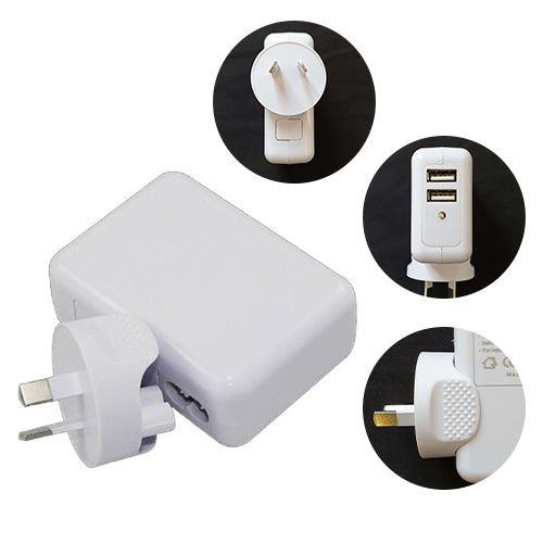 ASTROTEK USB Travel Wall Charger AU Power Adapter Plug 5V 2.1A 100V-240V 2 Ports White Colour | Auzzi Store