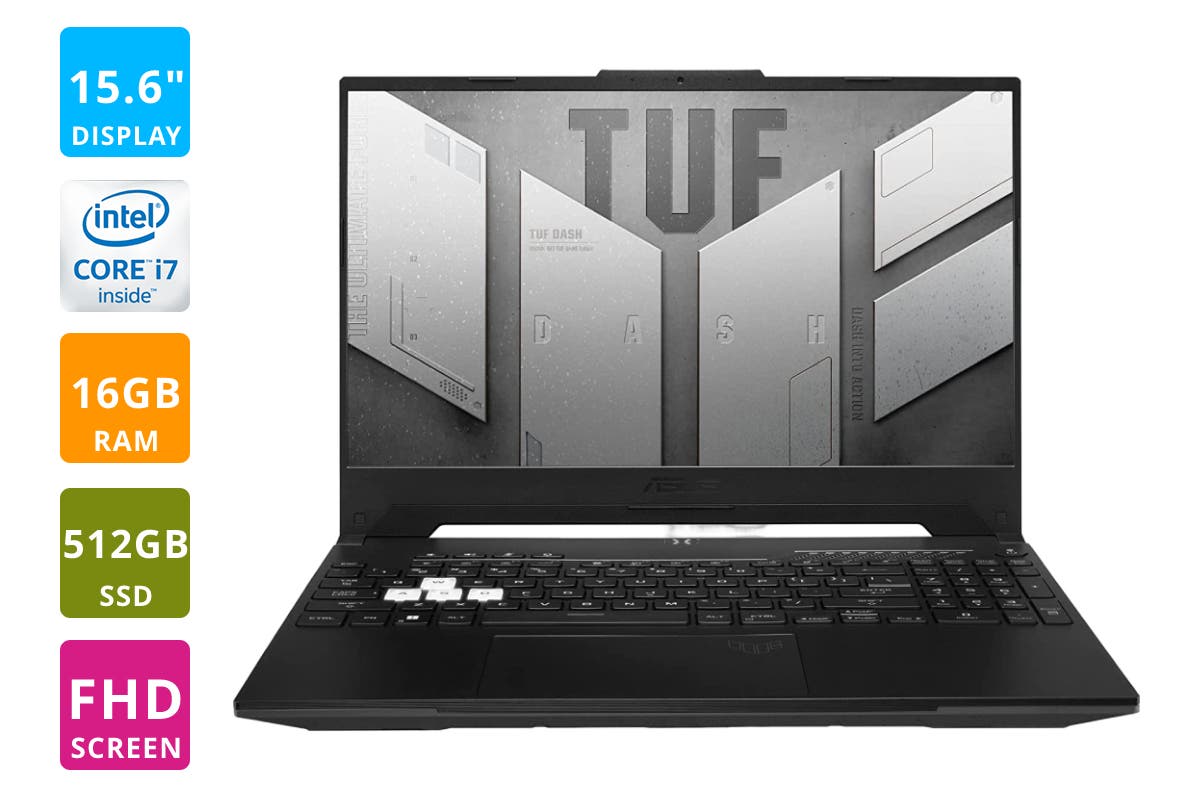 ASUS TUF Dash F15 15.6" Full HD 144Hz i7 12th Gen RTX3070 Gaming Laptop (16GB, 512GB) | Auzzi Store