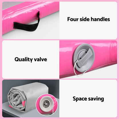 Everfit 4M Air Track Gymnastics Mat Inflatable Pink, 1000-Denier, Anti-Slip, Portable, 10cm Thick