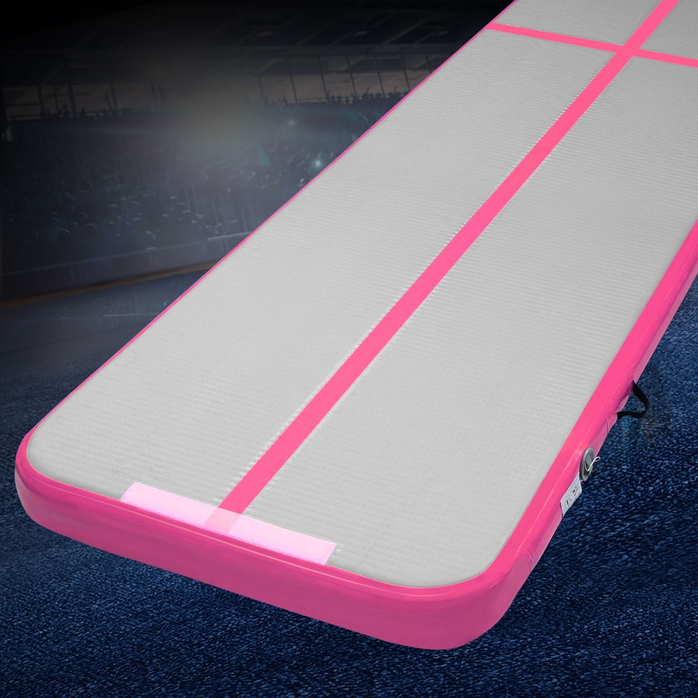 Everfit 4M Air Track Gymnastics Mat Inflatable Pink, 1000-Denier, Anti-Slip, Portable, 10cm Thick