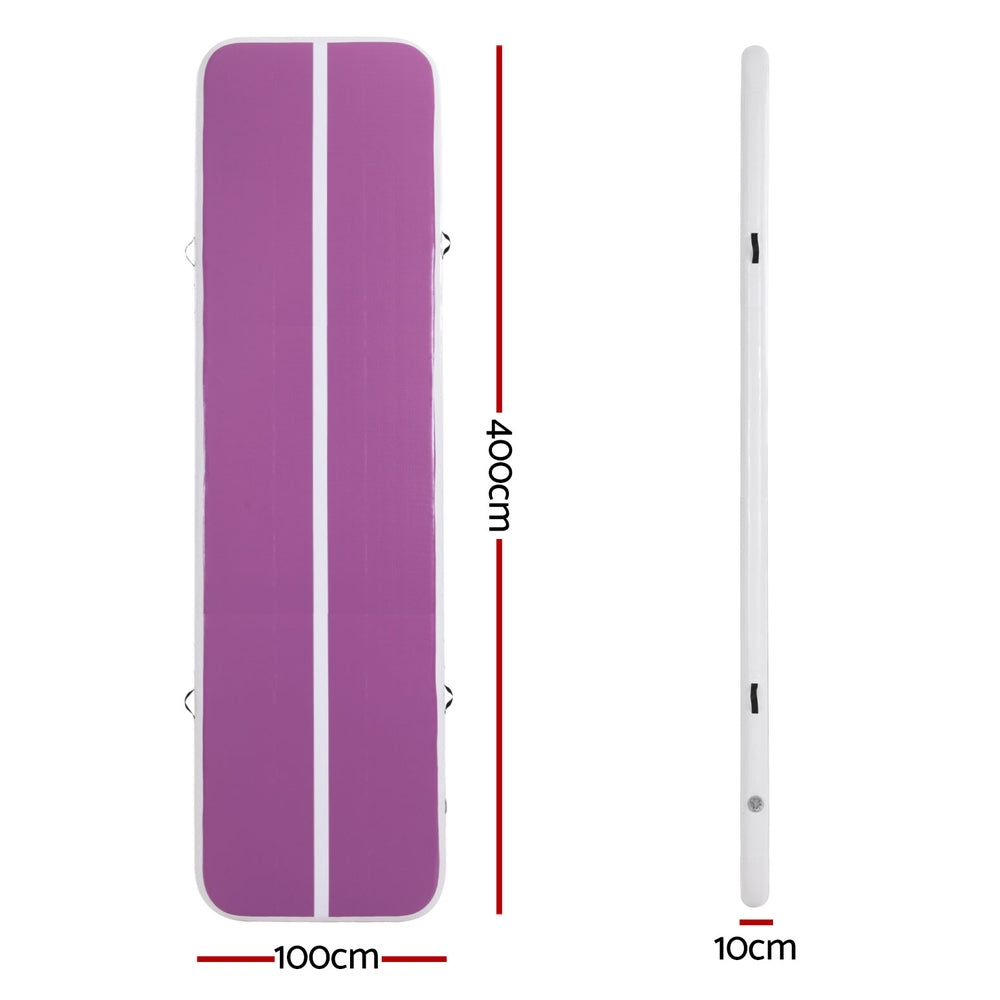 Everfit 4M Air Track Mat, Inflatable Gymnastics & Cheerleading, Purple, 1000-Denier, Anti-Slip, 10cm Thick