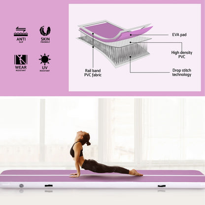 Everfit 4M Air Track Mat, Inflatable Gymnastics & Cheerleading, Purple, 1000-Denier, Anti-Slip, 10cm Thick