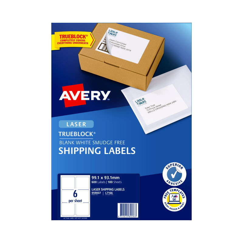 AVERY Laser Label Shp L7166 6Up Pack of 100 | Auzzi Store