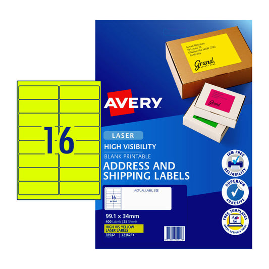 AVERY LaserLabel Yl L7162FY 16Up Pack of 25 | Auzzi Store