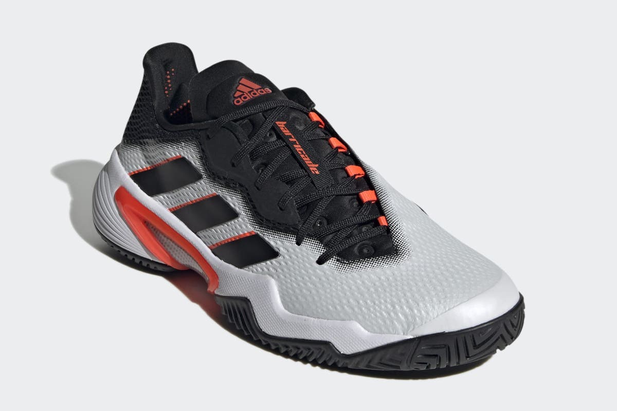 Adidas Men's Barricade Tennis Shoes (Cloud White/Core Black/Solar Red) | Auzzi Store