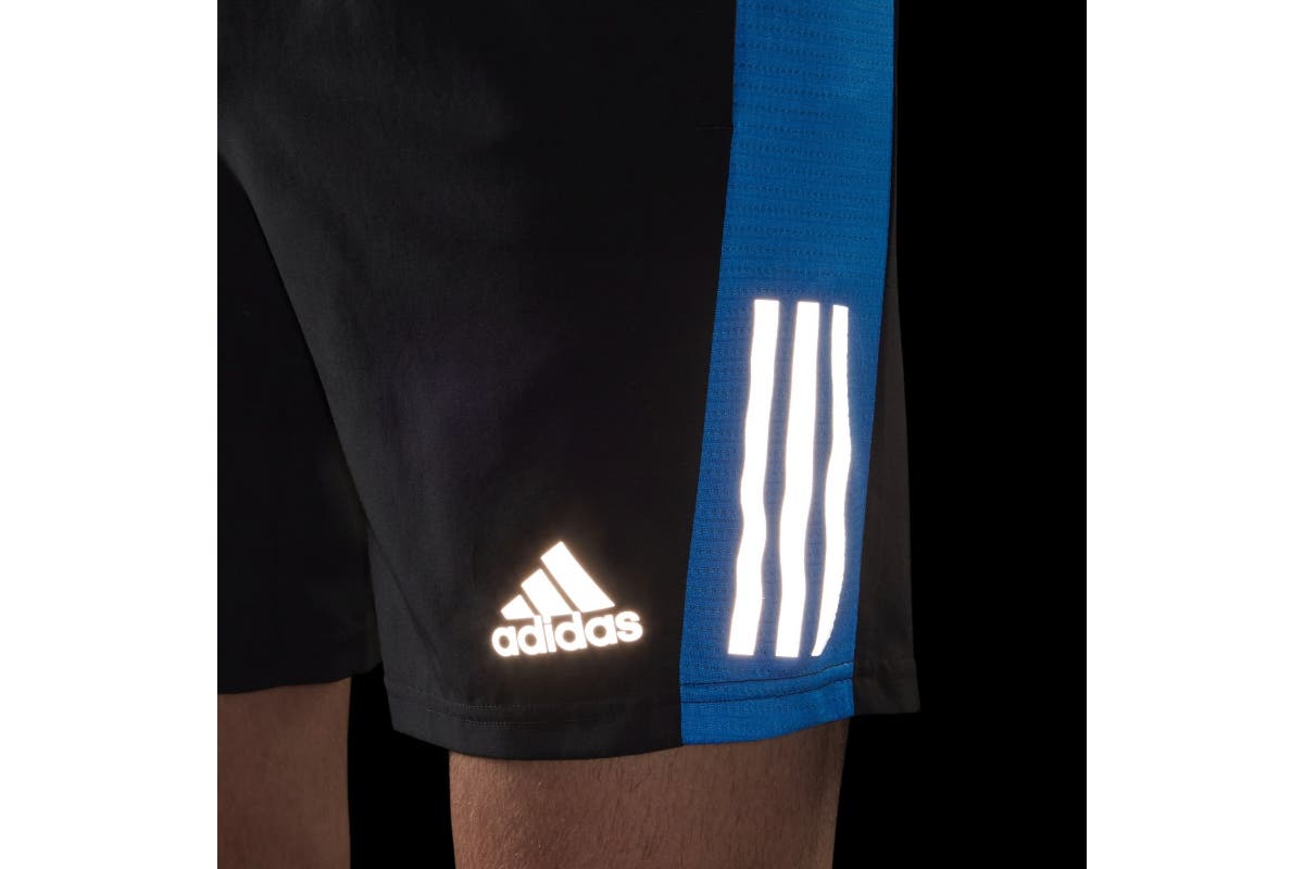Adidas Men's Own the Run Short (Black/Blue/Reflective Silver) | Auzzi Store