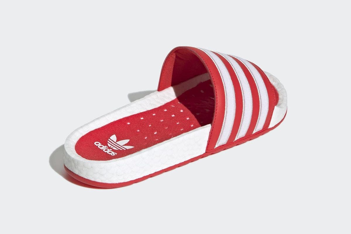 Adidas Originals Men's Adilette Boost Slides (Cloud White/Grey One/Red) | Auzzi Store