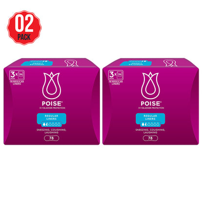 Poise Regular Liners for Bladder Leaks 2 x 78 Pack