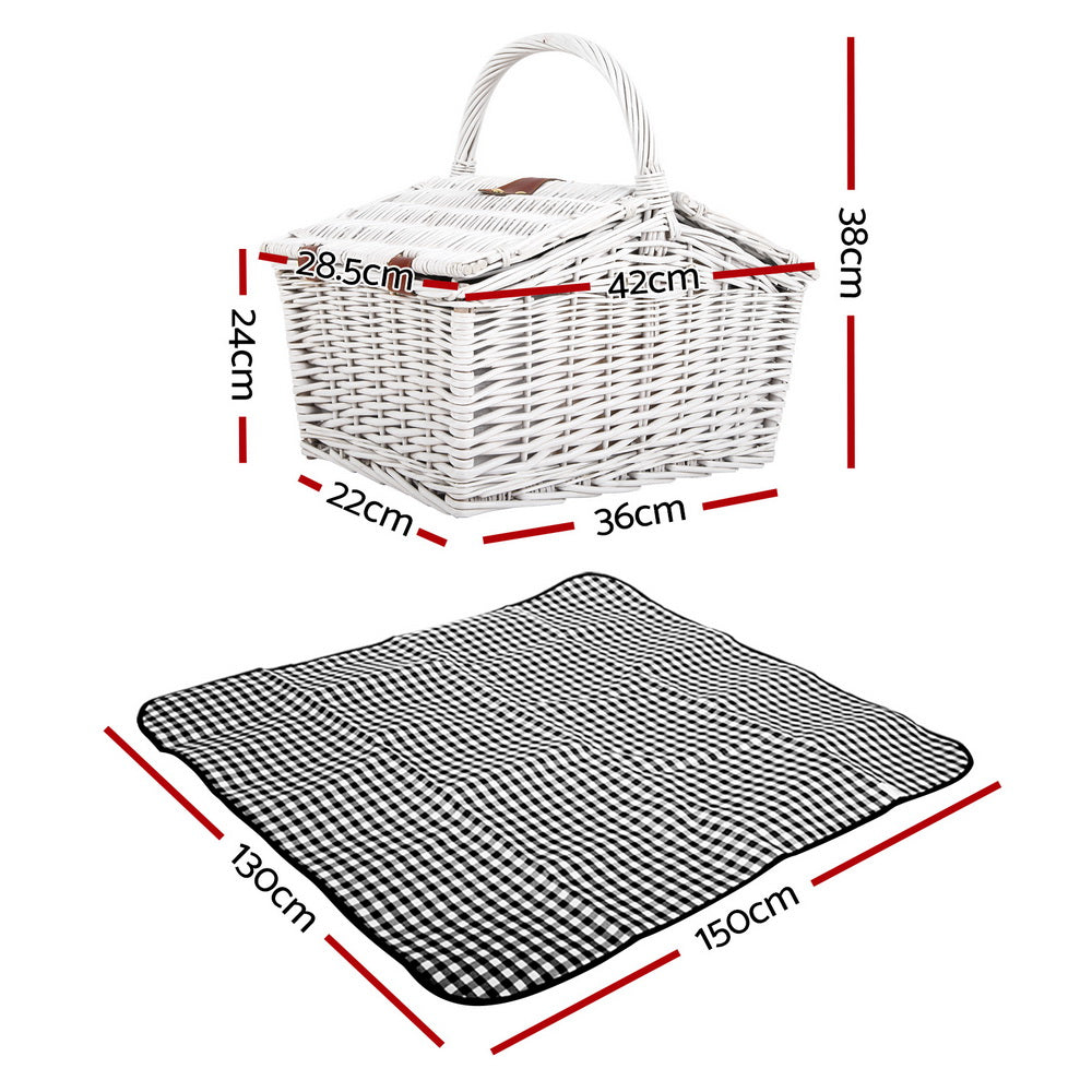 Alfresco 2 Person Picnic Basket Vintage Baskets Outdoor Insulated Blanket | Auzzi Store