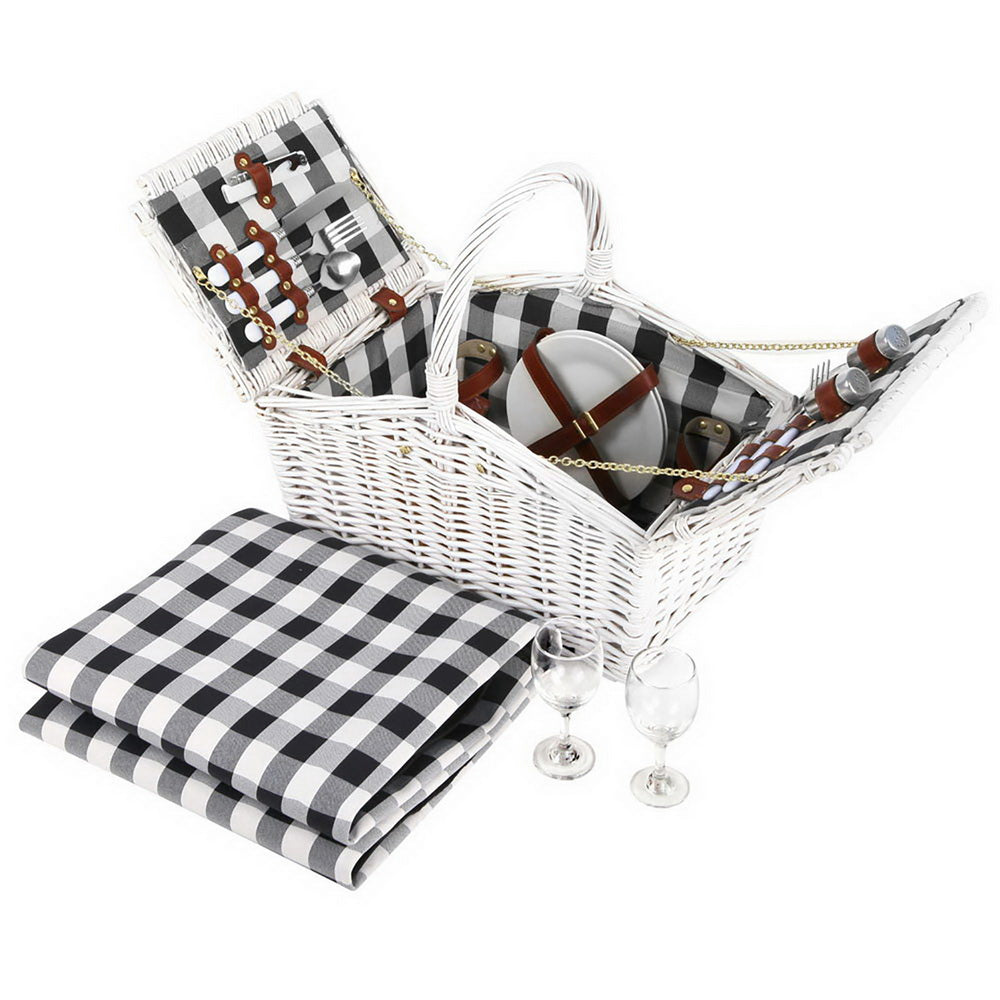 Alfresco 2 Person Picnic Basket Vintage Baskets Outdoor Insulated Blanket | Auzzi Store