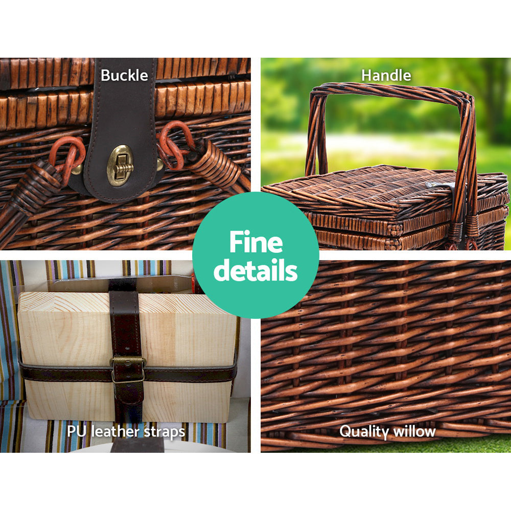 Alfresco 4 Person Picnic Basket Set Deluxe Folding Outdoor Insulated Liquor bag | Auzzi Store