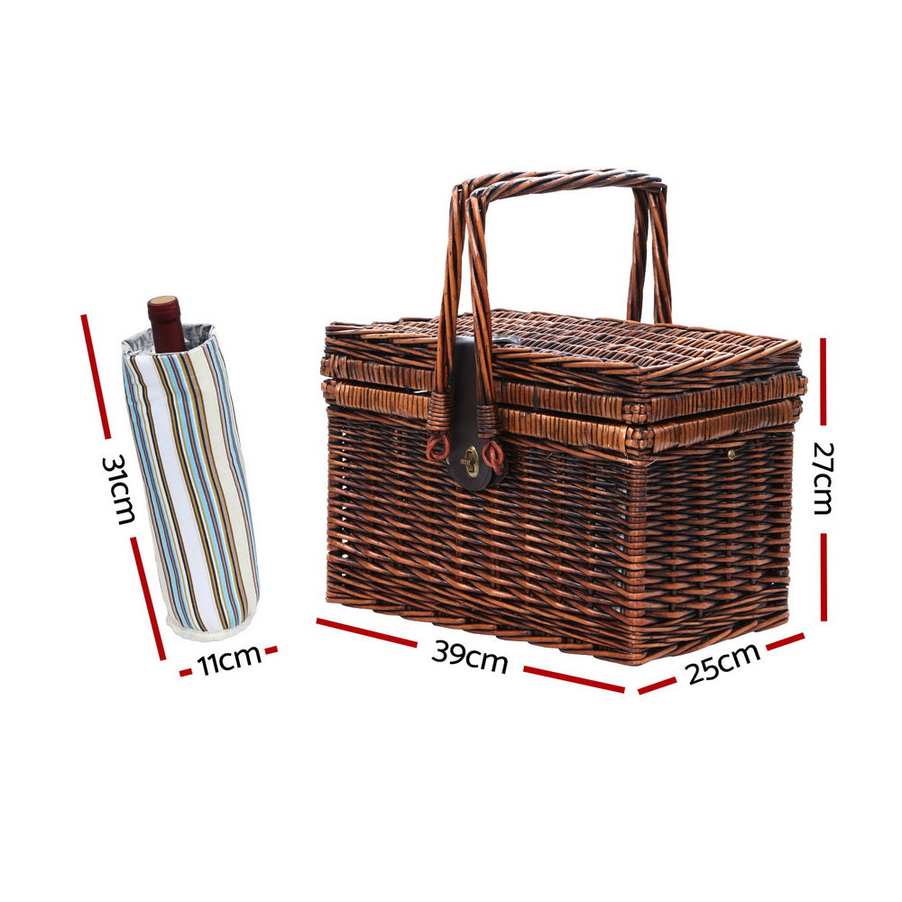 Alfresco 4 Person Picnic Basket Set Deluxe Folding Outdoor Insulated Liquor bag | Auzzi Store