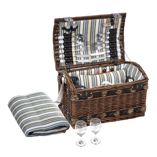 Alfresco 4 Person Picnic Basket Wicker Baskets Outdoor Insulated Gift Blanket | Auzzi Store