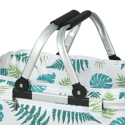 Alfresco Picnic Bag Basket Folding Hamper Camping Hiking Insulated White | Auzzi Store