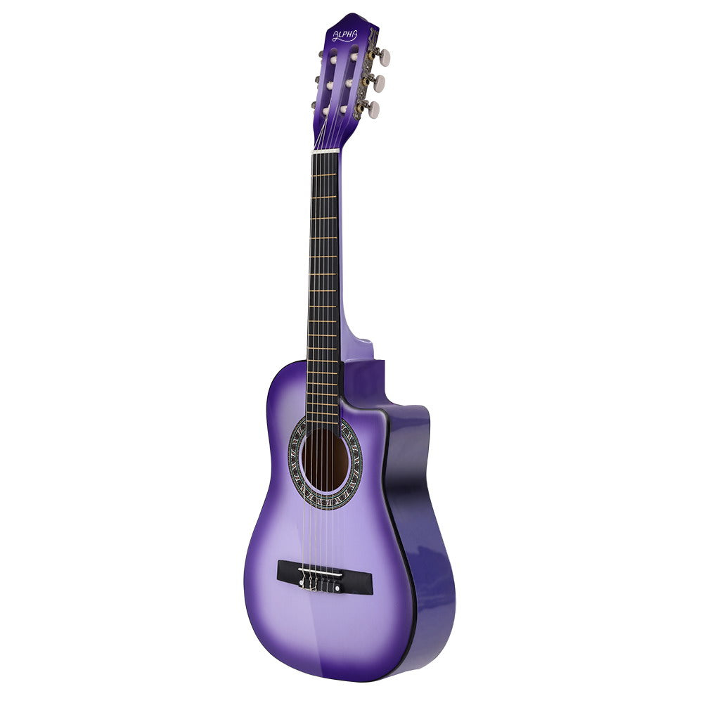 Alpha 34" Inch Guitar Classical Acoustic Cutaway Wooden Ideal Kids Gift Children 1/2 Size Purple | Auzzi Store