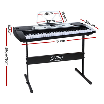 Alpha 61 Keys Electronic Piano Keyboard LED Electric Silver with Music Stand for Beginner | Auzzi Store