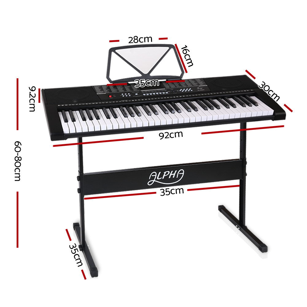 Alpha 61 Keys Electronic Piano Keyboard LED Electric w/Holder Music Stand USB Port | Auzzi Store