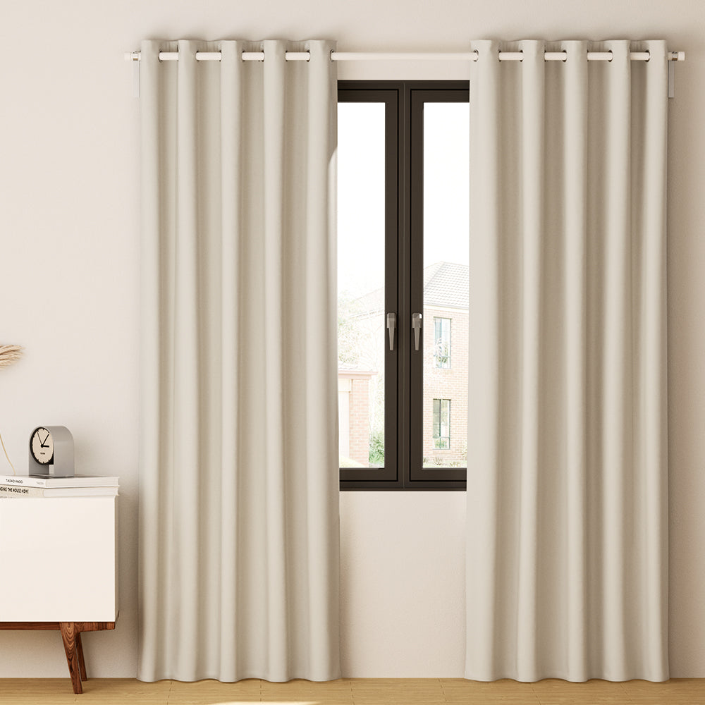 Artiss 2X Blockout Curtains Blackout Window Curtain Eyelet 140x230cm Beige | Auzzi Store