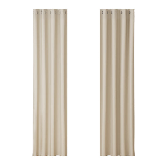 Artiss 2X Blockout Curtains Blackout Window Curtain Eyelet 140x230cm Beige | Auzzi Store