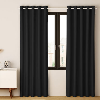 Artiss 2X Blockout Curtains Blackout Window Curtain Eyelet 140x230cm Black | Auzzi Store