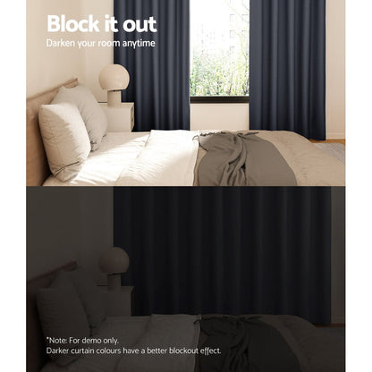 Artiss 2X Blockout Curtains Blackout Window Curtain Eyelet 140x230cm Charcoal | Auzzi Store