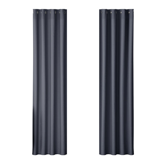 Artiss 2X Blockout Curtains Blackout Window Curtain Eyelet 140x230cm Charcoal | Auzzi Store