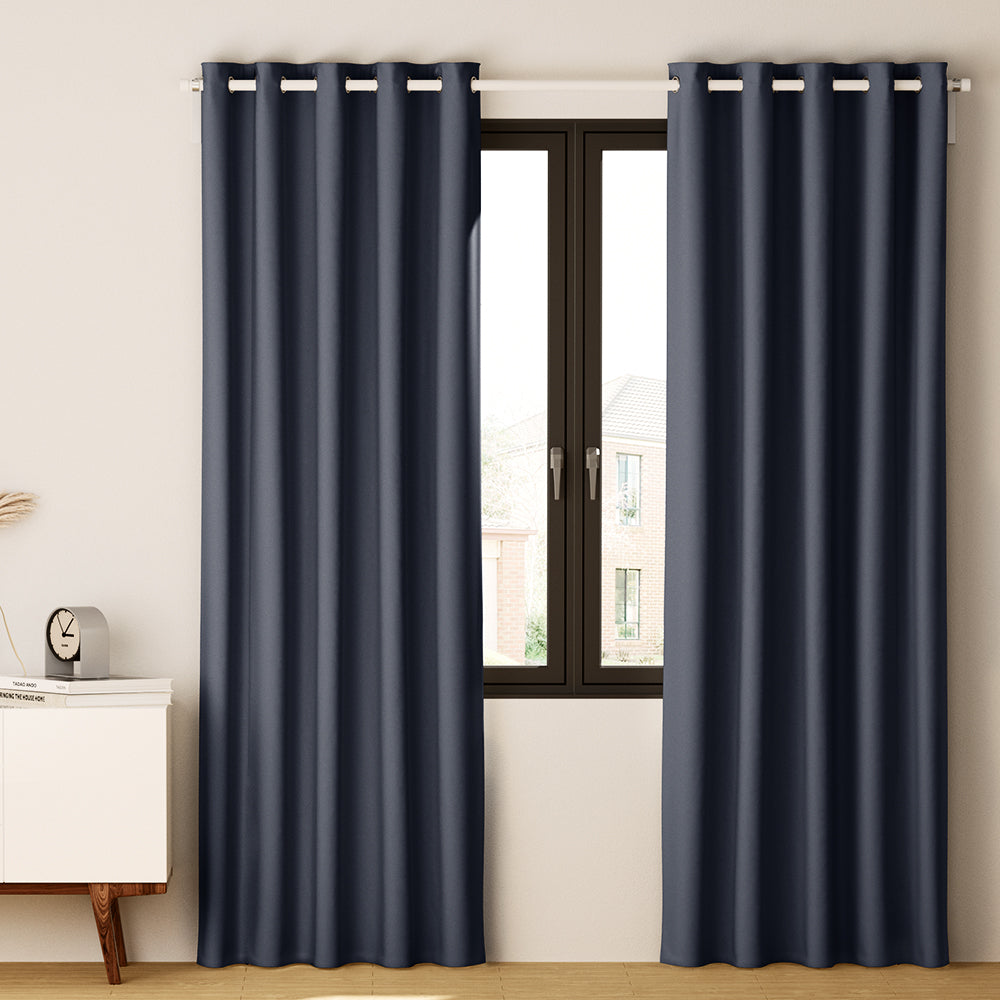 Artiss 2X Blockout Curtains Blackout Window Curtain Eyelet 140x230cm Charcoal | Auzzi Store