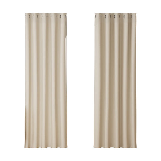 Artiss 2X Blockout Curtains Blackout Window Curtain Eyelet 180x213cm Beige | Auzzi Store