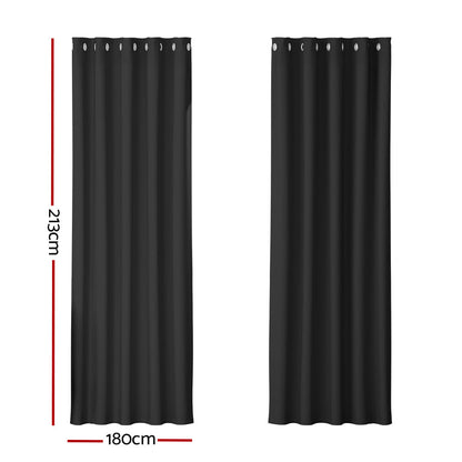 Artiss 2X Blockout Curtains Blackout Window Curtain Eyelet 180x213cm Black | Auzzi Store