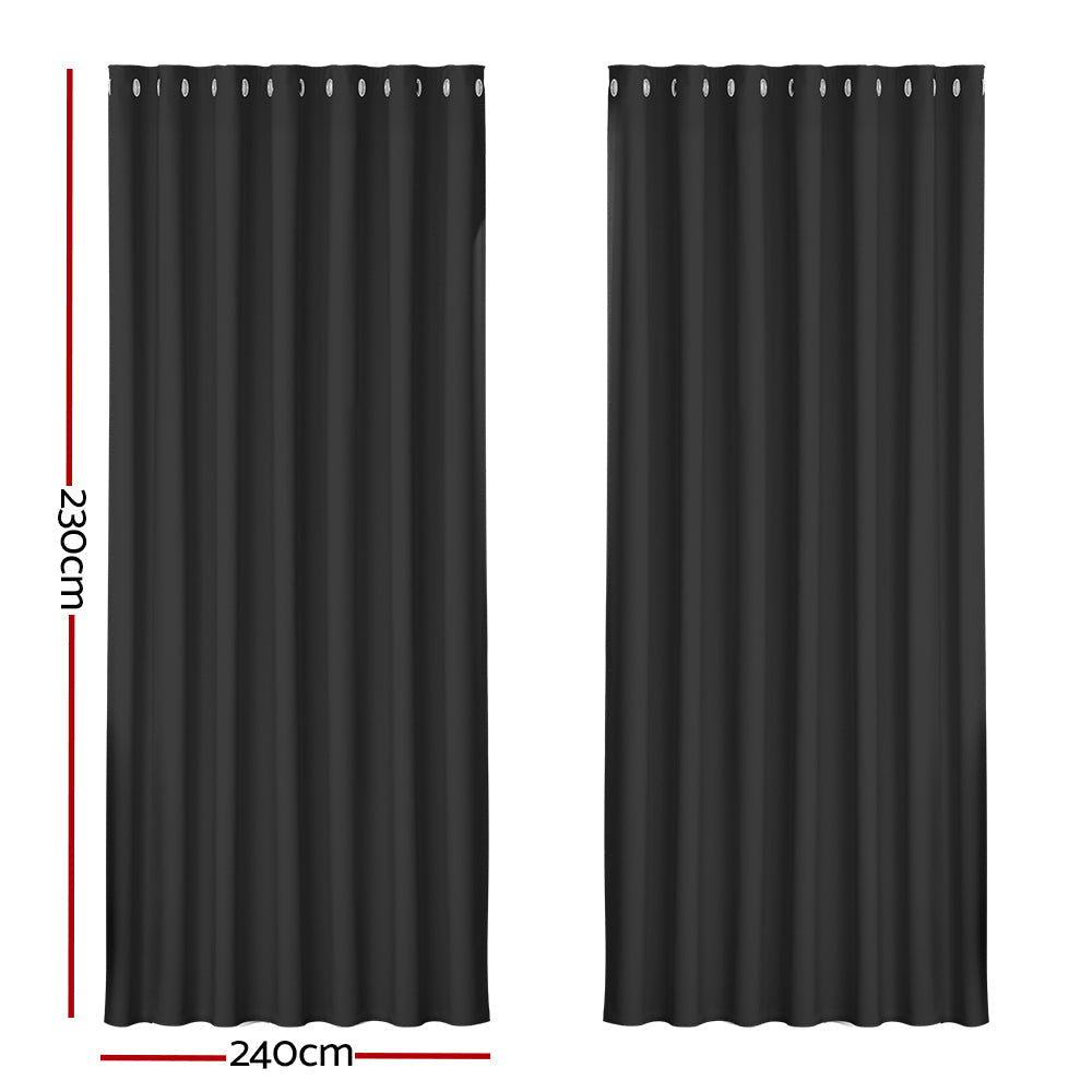 Artiss 2X Blockout Curtains Blackout Window Curtain Eyelet 240x230cm Black | Auzzi Store